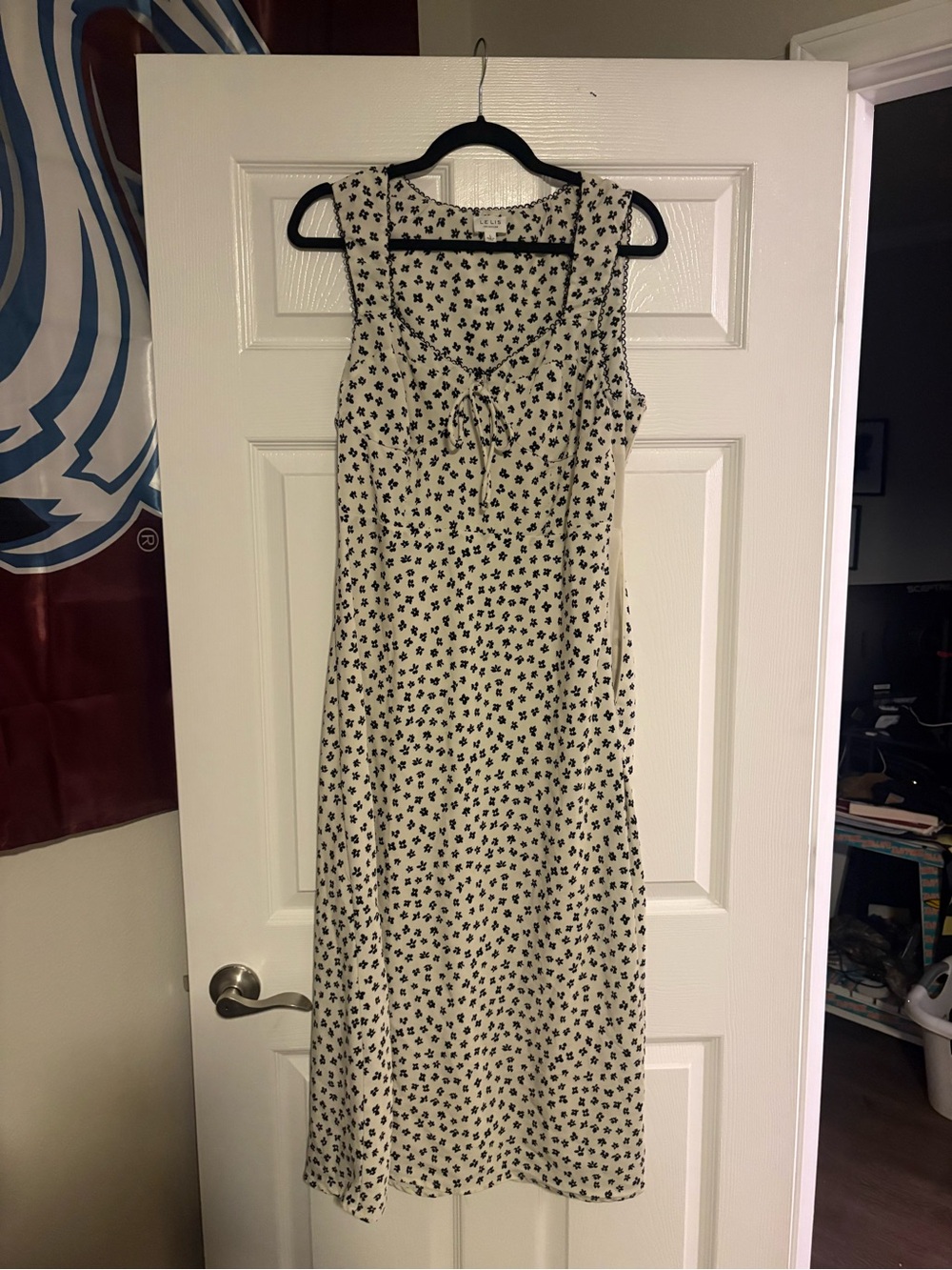 Le Lis Cream Maxi Dress with Black Floral Print